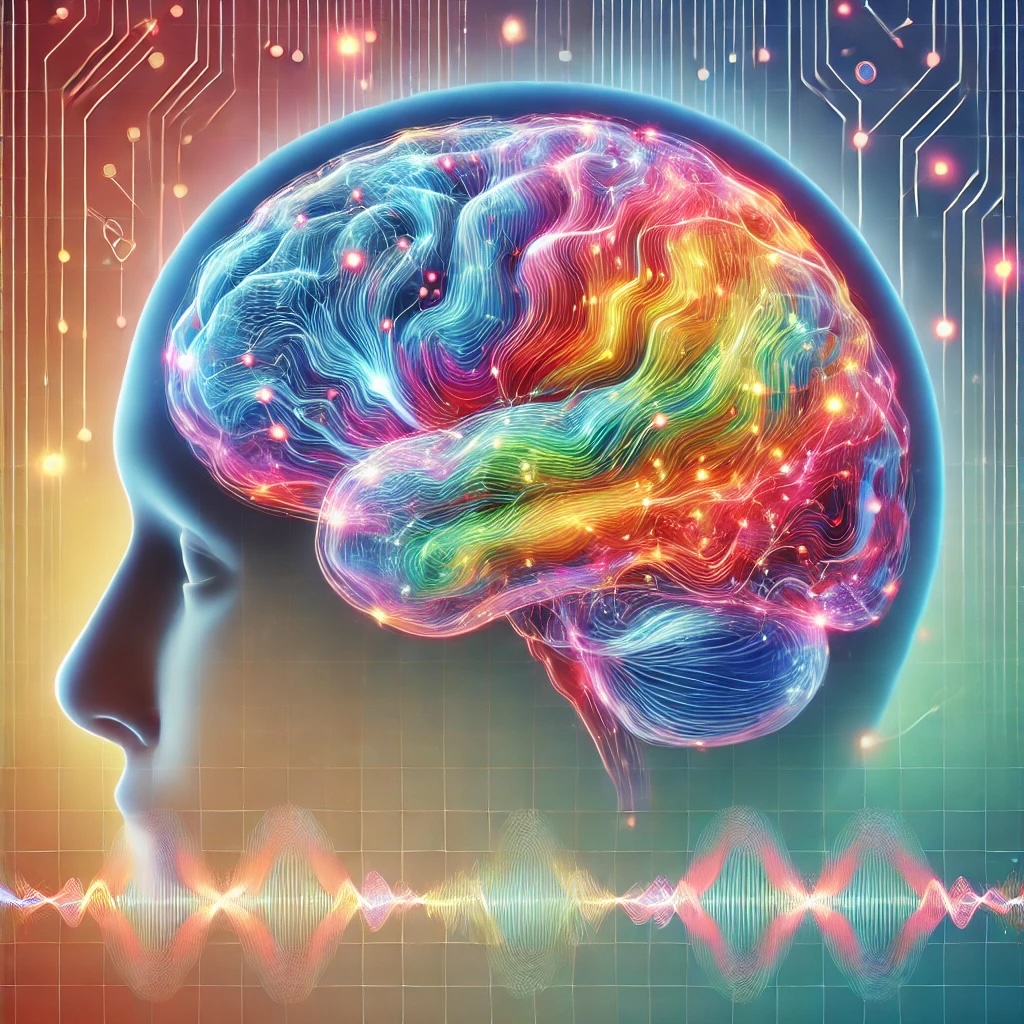 Colorful quantitative EEG brain visualization with waveform